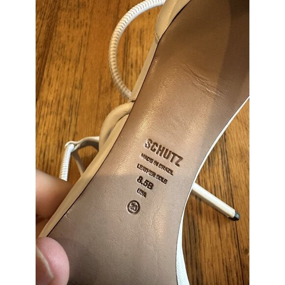 SCHUTZ Gaiah Ankle Strap Sandals in White Leather Size 8.5 EUC - Picture 10 of 10